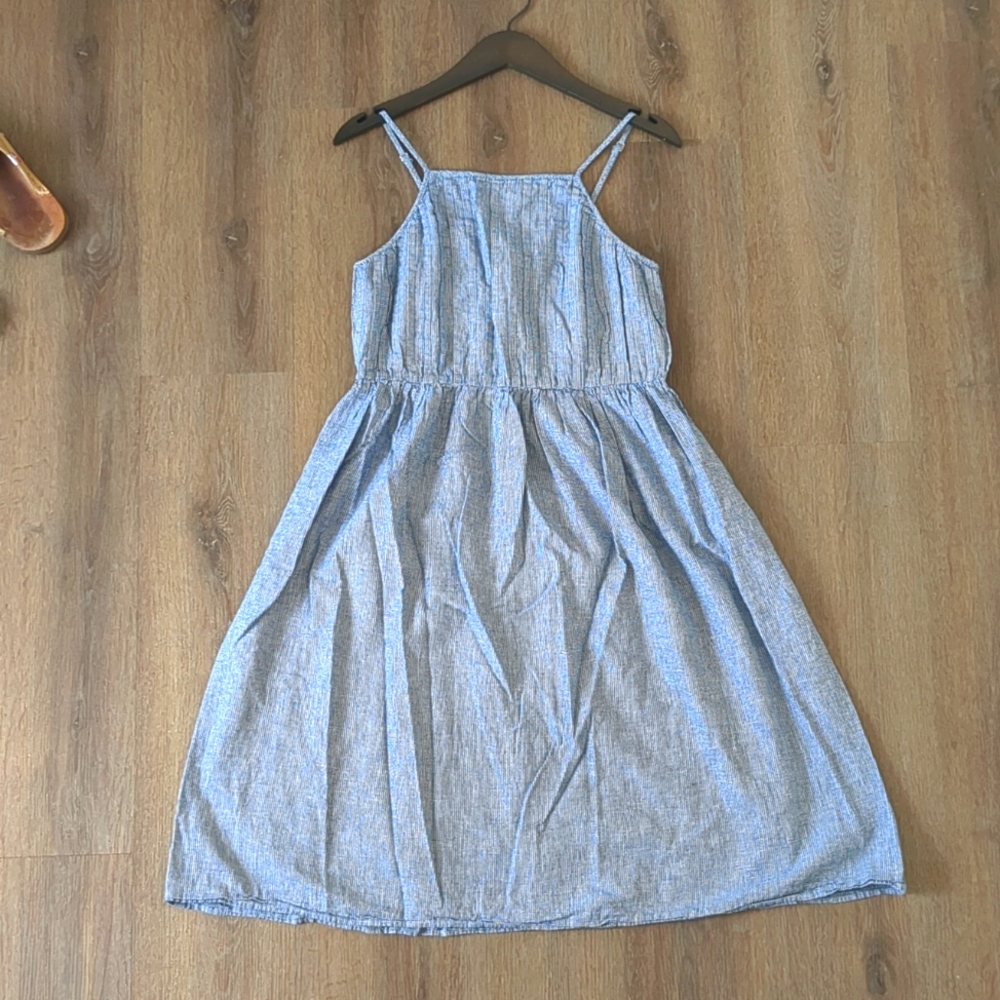 Cremieux Blue Mini Gingham Cotton Sleeveless Midi Dress size 6